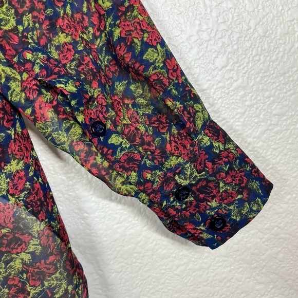 Free People‎ Blouse Easy Rider Button Front Multicolor Floral Size XS - Picture 9 of 11